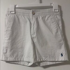 Ralph Lauren White Boys sz 12 Casual Shorts with navy embroidered horse, EUC